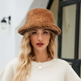 thumbnail image 2 of UTSJKR Faux Fur Winter Bucket Hat for Women Fluffy Warm Hat Wide Brim Solid Color Thick Fisherman Soft Fuzzy Snow Ski Cap Brown, 2 of 5