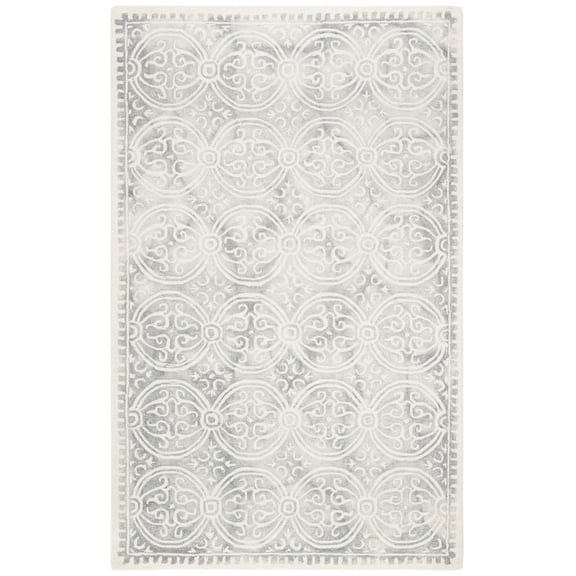 SAFAVIEH Dip Dye Cyan Distressed Area Rug, Silver/Ivory, 5' x 8'