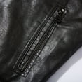 thumbnail image 2 of IYTR Mens New Style Leather Jackets Solid Color Long Sleeve Jacket Casual Motorcycle Leather Jackets with Pocket Zipper Turndown Collar Black L, 2 of 5