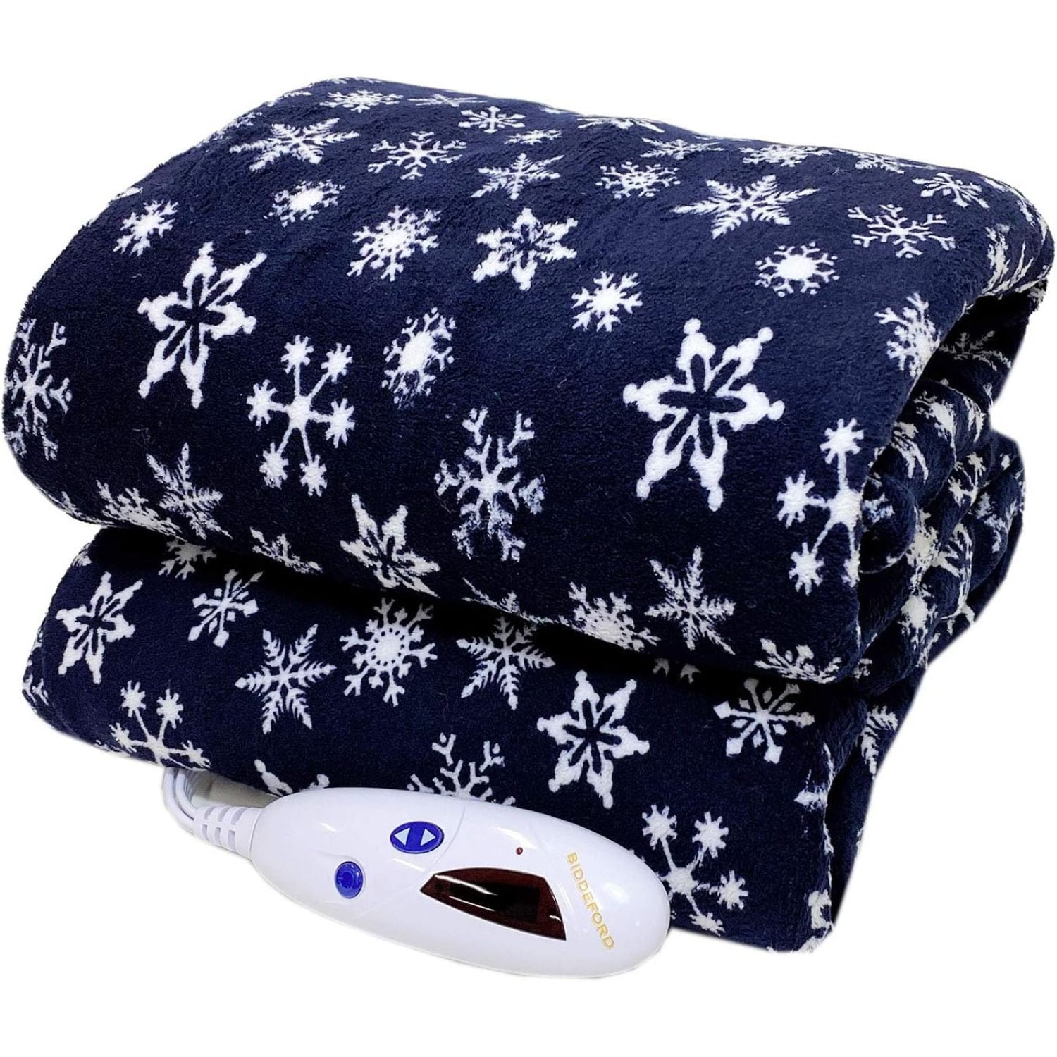 Biddeford Microplush Electric Heated Warming Throw Blanket Navy Blue