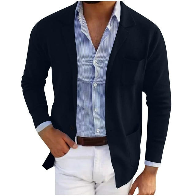 Veste Blazer Décontractée Ajustée pour Homme Wo-Fusoul, Manteau d'Extérieur à Multiples Poches avec Col Rabattu, Veste de Mode en Polyester à Manches Longues pour un Usage Quotidien