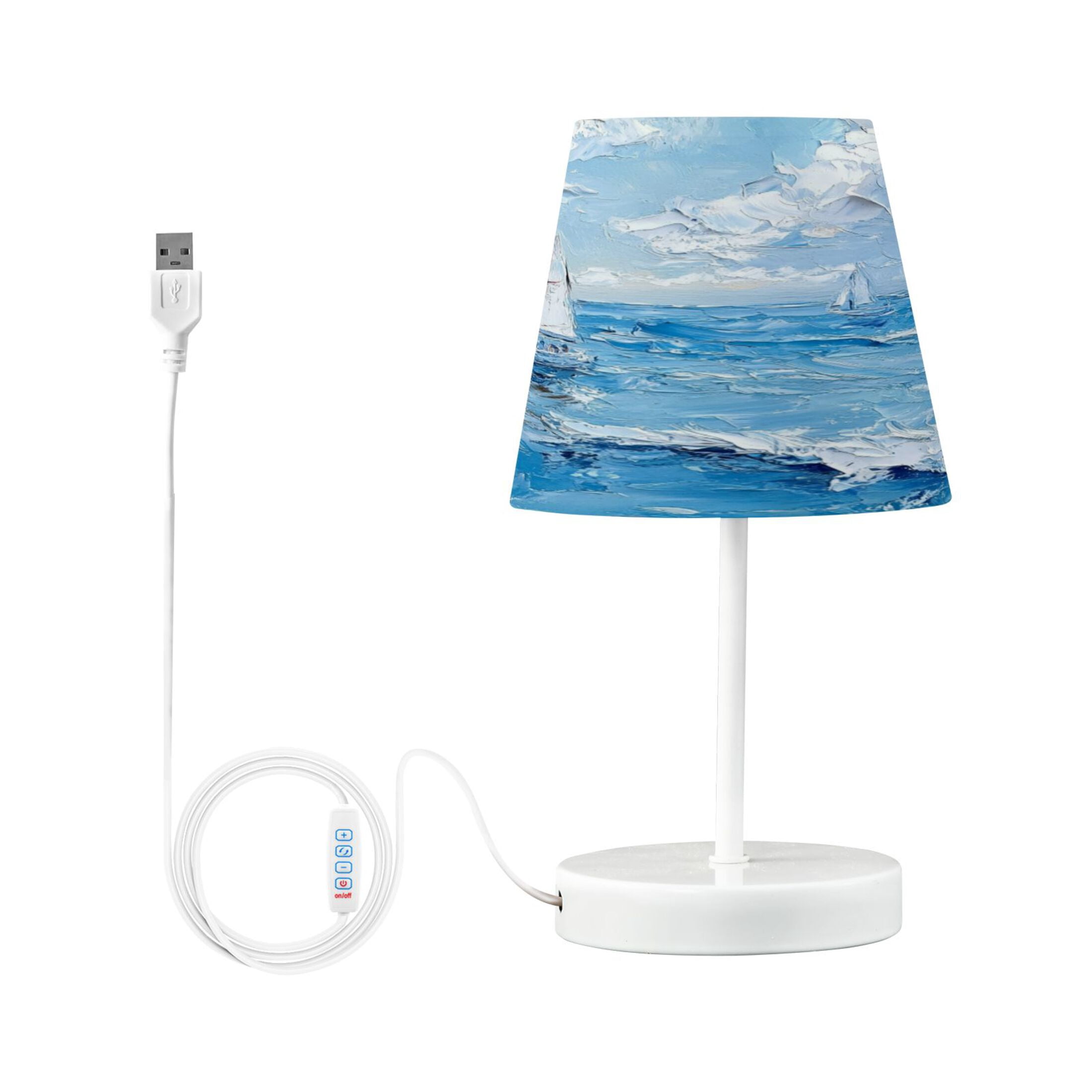 Table Lamp Medium 7.9x11.8 Inches Table Lamps Night Light Tools & Home Improvement Bedroom Lamp Guest Room Lamp Study Lamp Office Lamp Oil Painting Sea