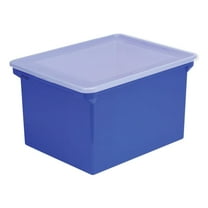 Storex Plastic File Tote Storage Box Letter/Legal Snap-On Lid Blue/Clear 61554U01C