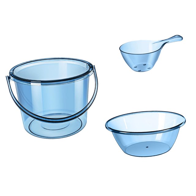 Water Bucket Set Water Pail with Handle Bathing Household Bucket for Car Washing Blue Without Cover