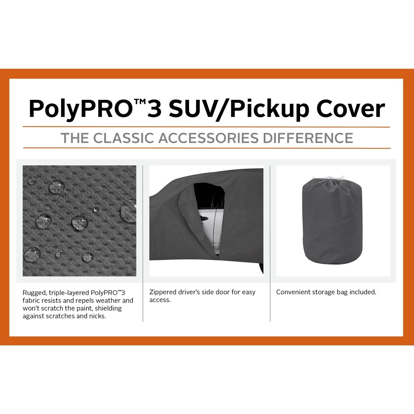 The Classic Accessories Overdrive Polypro SUV-Pickup Cover In Charcoal  For Full Size SUVs and Pickups-