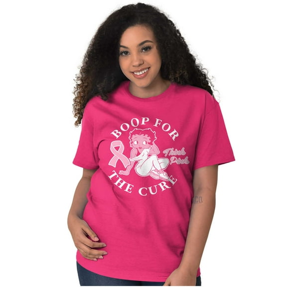 Breast Cancer Betty Boop For The Cure Women Plus Size Graphic Tee Tees Brisco Brands 2X