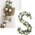 thumbnail image 5 of 2pcs Rose Rattan Garland Set Artificial Fake Rose Rattan Rayon Flower Wedding Arch Decoration White, 5 of 5