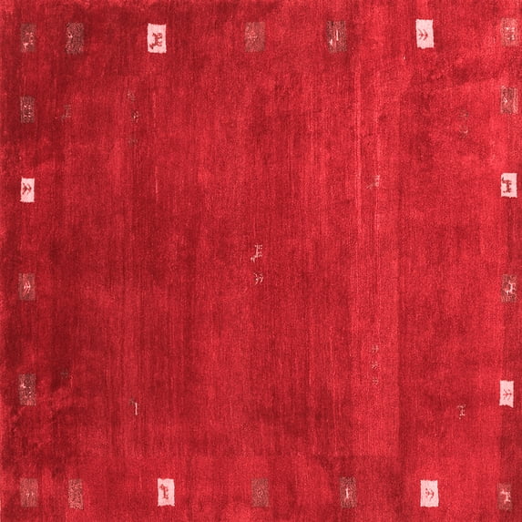 Ahgly Company Indoor Square Abstract Red Contemporary Area Rugs, 4' Square