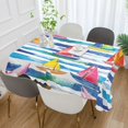 thumbnail image 2 of Yayeee Tablecloths 54" x 54" Rectangle Wrinkle Resistant Party Table Cover, Yellow Hand Drawn Sailboats, 2 of 8
