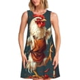 thumbnail image 1 of Bixox Robe Sans Manches à Imprimé Poulet et Bière pour Femmes avec Poches, Robe Décontractée Longueur Genou pour l'Été-Petite, 1 of 7