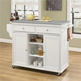 thumbnail image 1 of Visentor Kitchen Island Cart with Lockable Wheels, Rolling Utility Kitchen Cart with 2 Drawers, 2 Doors Cabinet & Towel Rack, 47 Inch, White, 1 of 8
