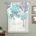 thumbnail image 2 of Navy Blue Teal Grey Coral Coastal Tie Up Curtain Valance for Window,Adjustable Window Curtains Shades,Summer Beach Nautical Ocean Light Filtering Valance Drapes for Living Room Bedroom34"x45", 2 of 9