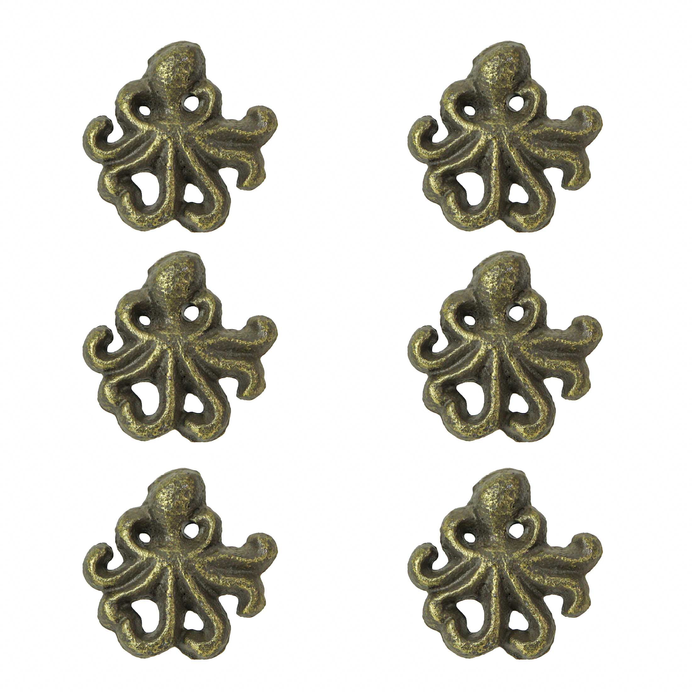 Zeckos Bronze Cast Iron Octopus Drawer Pulls/ Knobs (Set of 6)