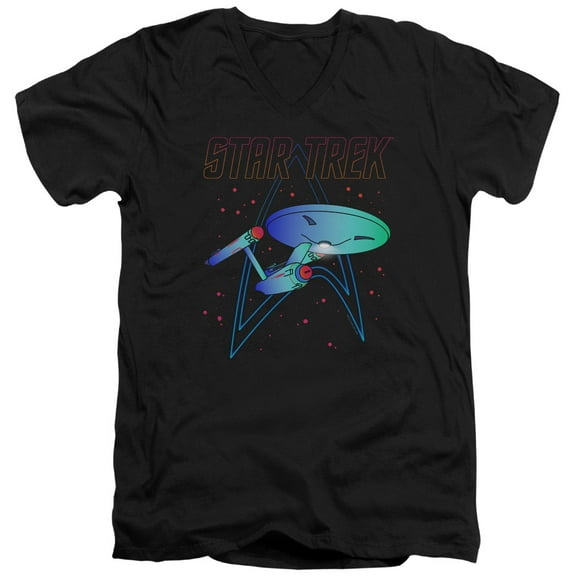 Star Trek Neon Trek Adult V-Neck 30/1 T-Shirt Black