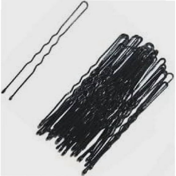 Women's Extra Long U Shape Waved Hair Pin Bun Holder Grip Black (8 cm Pack of 50 Pcs)