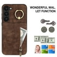 thumbnail image 2 of Nalacover for Samsung S22, Wallet with RFID Credit Card Holder and Zipper Pocket,Drop Protection Flip Cover Ring Holder Kickstand with Double Magnetic Clasp for Samsung Galaxy S22, Brown, 2 of 10