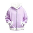 thumbnail image 4 of WOYY Little Girls Fleece Hooded Jacket Winter Warm Zip Up Coat Outerwear, Sizes 6-7, 4 of 7