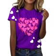 thumbnail image 1 of PMUYBHF Débardeur Graphique Sans Manches pour Femmes Mode Saint-Valentin Imprimé Amour Col Rond Manches Courtes T-Shirt Décontracté (5), 1 of 5