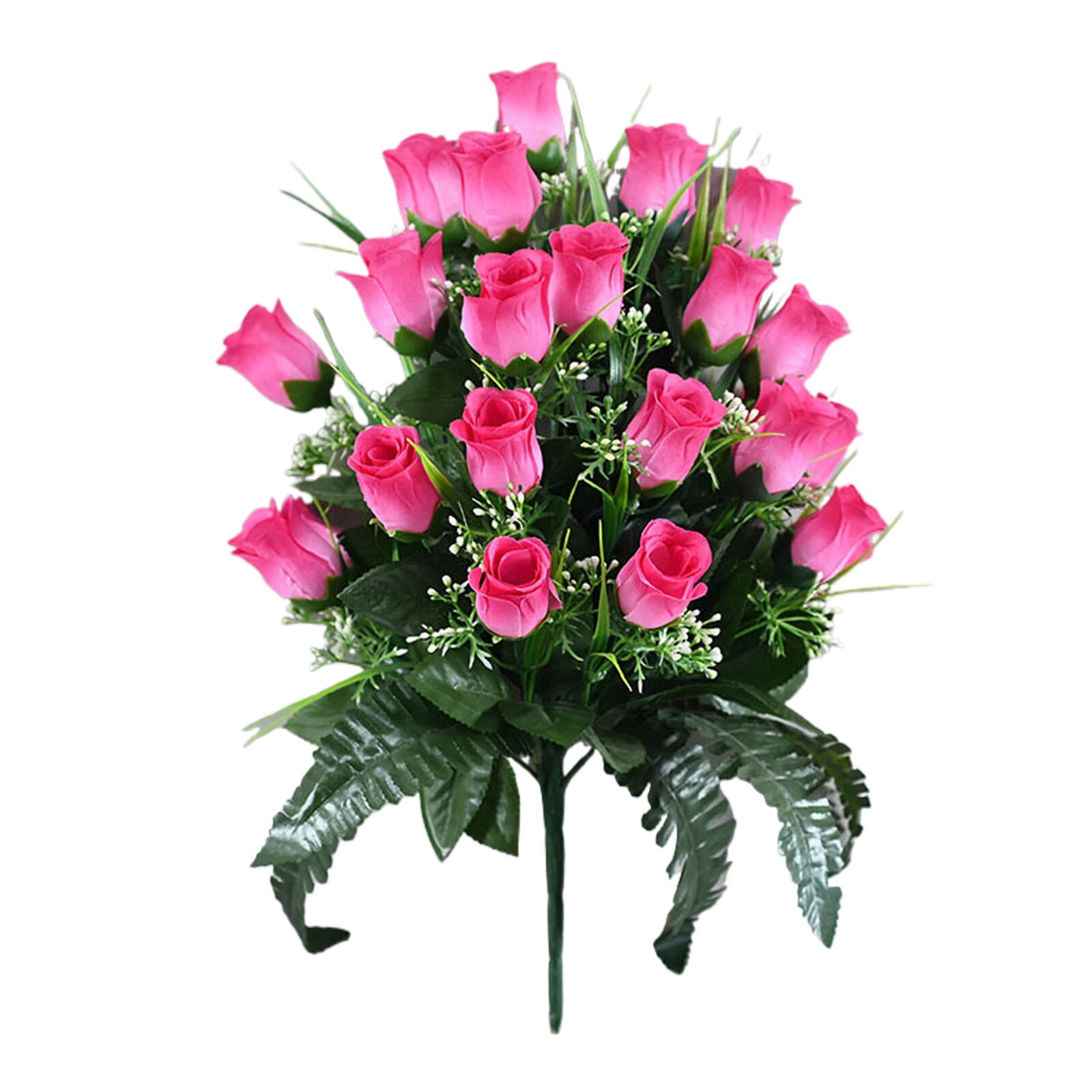 2PCS Artificial Cemetery Flowers - Outdoor Grave Decorations with Rose Bouquets,Saddle Flowers for Headstones - Beautiful Sympathy Arrangements with Vase for Lasting Memorial Decor