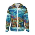 thumbnail image 2 of Uemuo Sea World Pattern Women's Full Zip UPF 50+ Sun Protection Hoodie Jacket Long Sleeve Sun Shirt Hiking Outdoor Performance with Pockets-Medium, 2 of 9