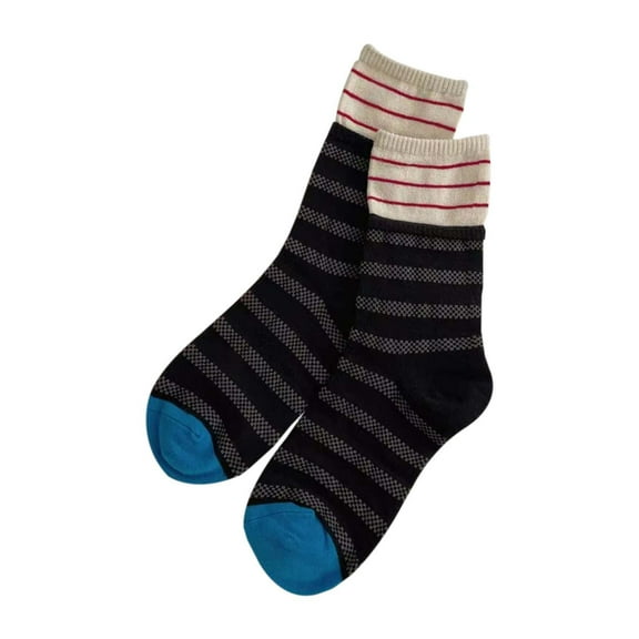 Yuanlong Unisex Striped Crew Socks Color Block All-Season Socks Soft Stretchy Stylish Minimalist Holiday Hosiery