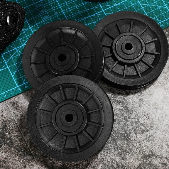 WHAMVOX 6 Pcs Equipment Plastic Pulley Elderly 10.30X10.30X1.80CM Black