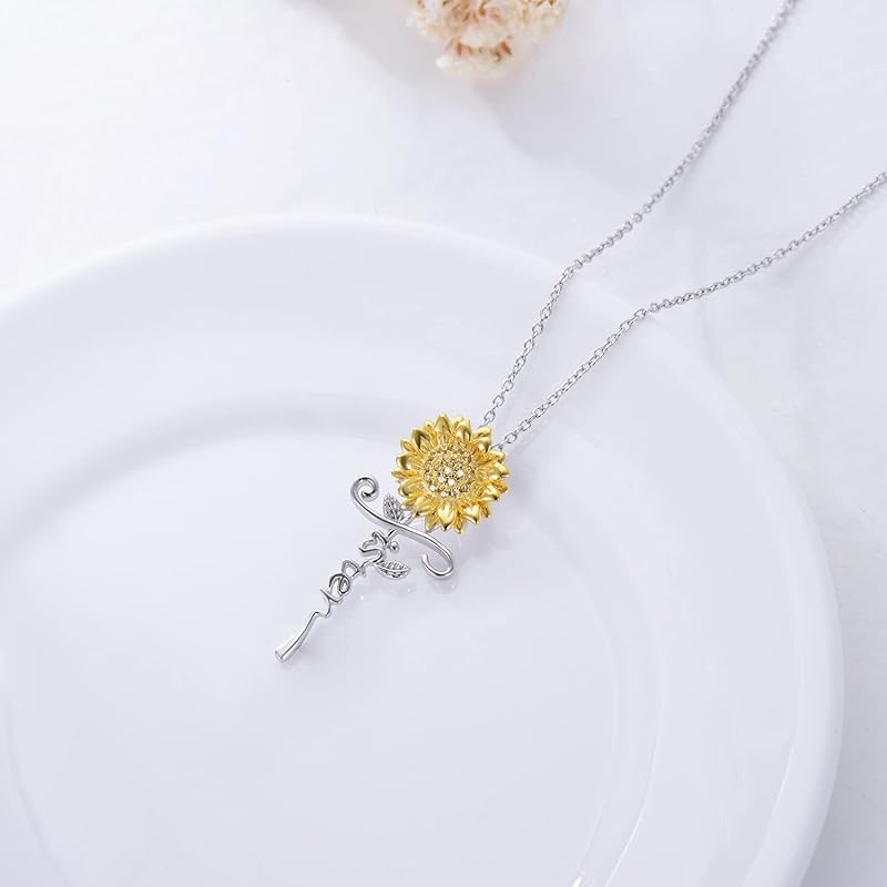 DVEATR Sterling Silver Sunflower & Rose Flower Butterfly & Lotus Pendant - Sister & Friendship Gift for Women