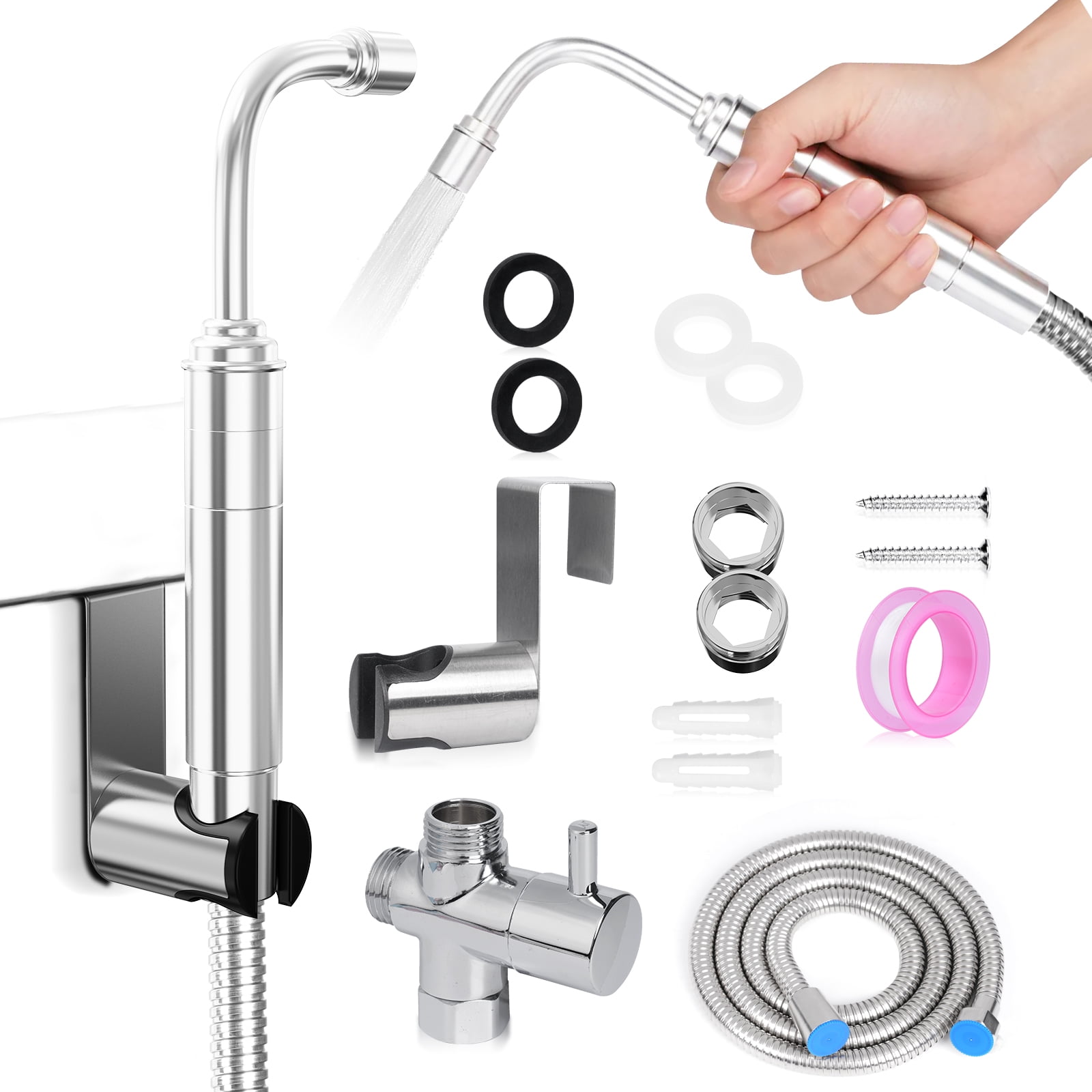 Handheld Toilet Bidet Sprayer for Toilet - Bathroom Diaper Shower, All Brass Handheld Bidet Sprayer with Superior Complete Spray Hoses Kit