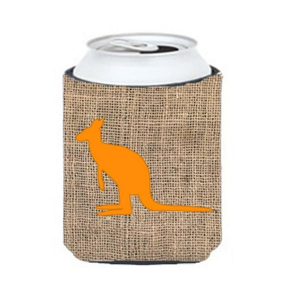 Kangaroo Burlap And Orange Can Or Bottle  Hugger