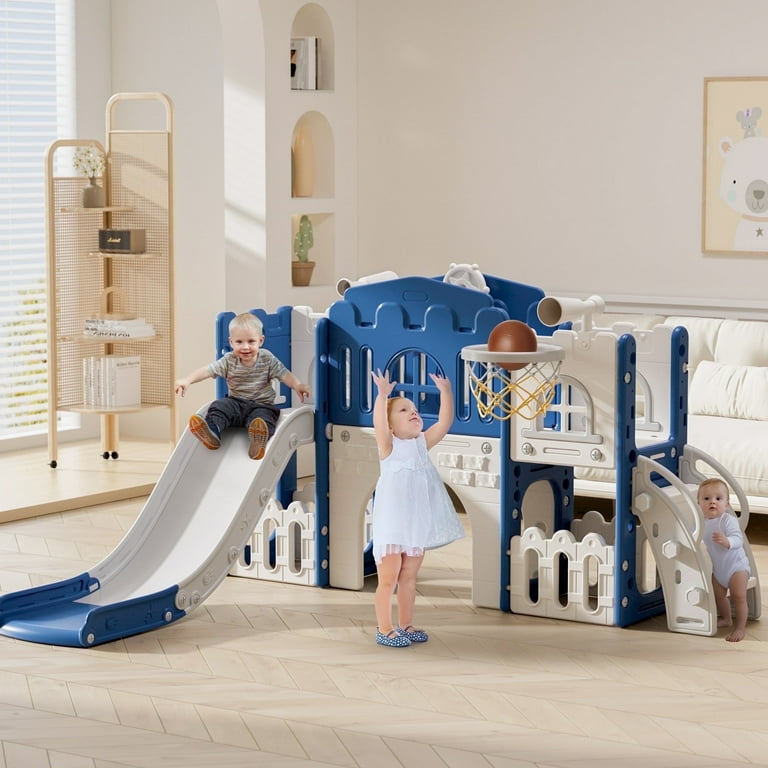 WFUN 9-in-1 Toddler Slide Playset, Indoor Outdoor Playground for