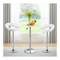 thumbnail image 3 of Drevy Bar Stools, Set of 2 Modern Swivel Adjustable Barstool, PU Leather Backless Stools, with Chrome Plated Footrest and Base, for Kitchen, Bistro, Pub, White, 3 of 8