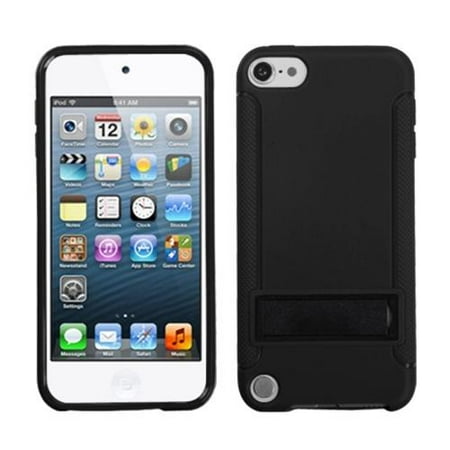Insten Solid Black with Stand Gummy Case for iPod touch 5 5G 5th 6 6G 6th Gen