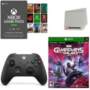Microsoft Controller for Xbox Series X, Xbox Series S, and Xbox One - Carbon Black - Marvel’s Guardians of the Galaxy, 3-Month Game Pass Ultimate and Microfiber Cleaning Cloth