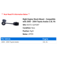 thumbnail image 2 of Right Engine Shock Mount - Compatible with 2000 - 2004 Toyota Avalon 3.0L V6 2001 2002 2003, 2 of 2
