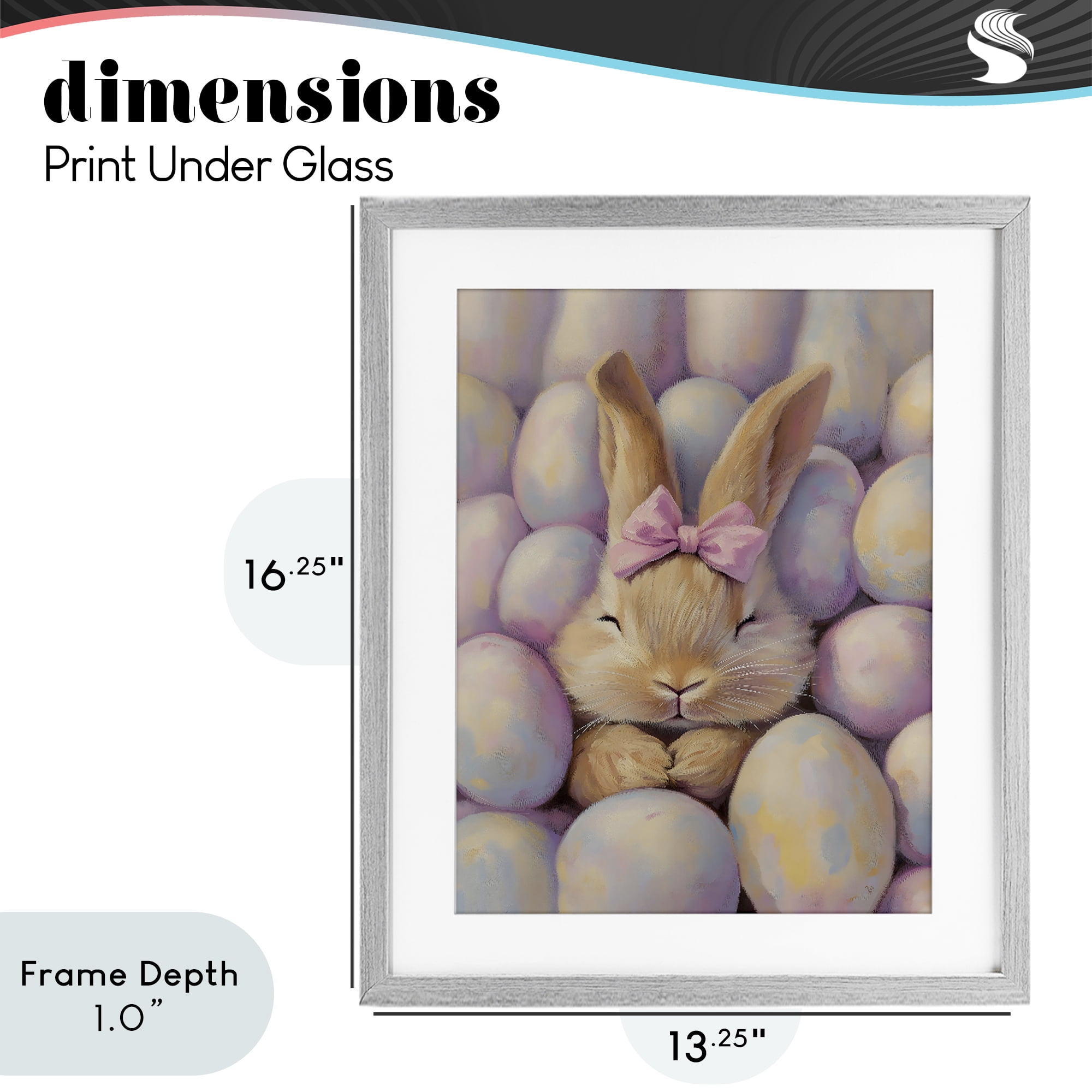 Stupell Industries Easter Bunny Nestled in Eggs Gray Framed Print Under Glass, design by The Prints Vibe