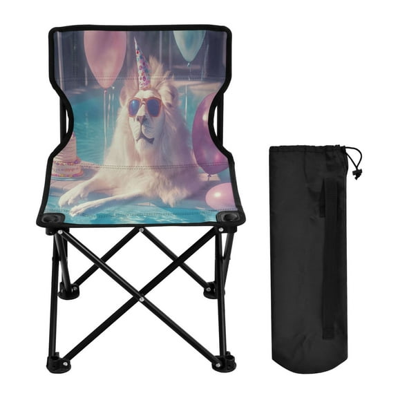 YAZAOO Camping Chairs Modern Lion Birthday Party Pattern Folding chair
