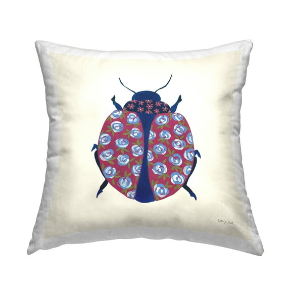 Stupell Industries Rose Blooming Beetle Decorative Printed Throw Pillow Design by Yvette St. Amant.