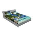 thumbnail image 2 of Ambesonne Tropical Fitted Sheet & Pillow Sham Set, Exotic Maldives Beach, Full, Fern Green Turquoise, 2 of 2
