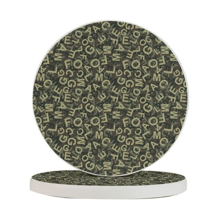 

Circular Drink Coasters Set Camouflage Pattern Beautiful Home Decor Diatomite Heat-Resistant Diatomite Protect Table Countertop