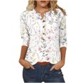 thumbnail image 2 of Pntutb T-Shirt Imprimé à Boutons Manches 3/4 pour Femmes Haut Ample, 2 of 4