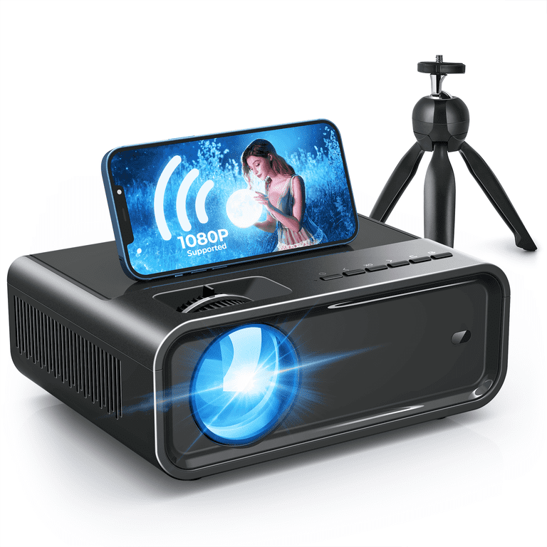 Portable Mini Projector with 5G WiFi and Bluetooth, ACROJOY Native 1080P  Movie Projector with Tripod & 240 Display, Outdoor Video Projector