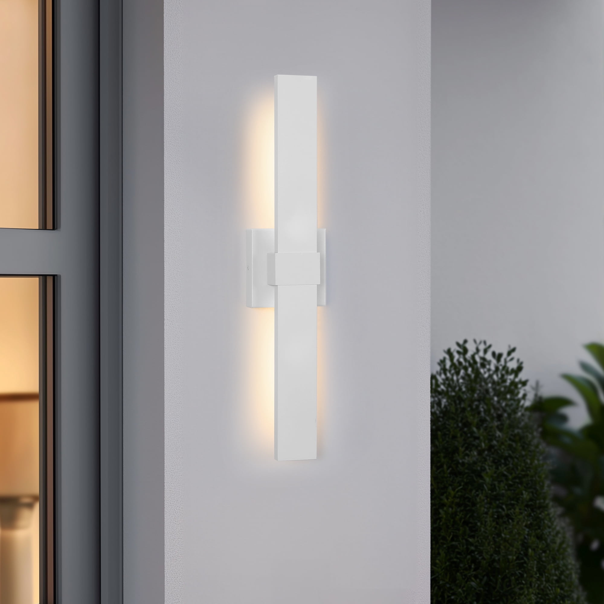 Outdoor LED Wall Light LED Linear Modern Porch & Patio Wall Sconce Black Exterior Lights Wall Light for Living Room Garage Bathroom(23.6H White)
