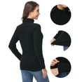 thumbnail image 3 of Tyhengta Women's Turtleneck Sweaters Long Sleeve Pullover Sweaters Mock Neck Knitted T-Shirt Basic Slim Fit Tee Tops Black XL, 3 of 7