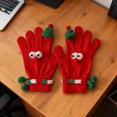 thumbnail image 2 of SUXIAN Thermal Gloves Christmas Festive Fingerless Knitted Touchscreen Mittens Winter Warm Textured Yarn Handwear Winter Gloves Women Red One Size, 2 of 3