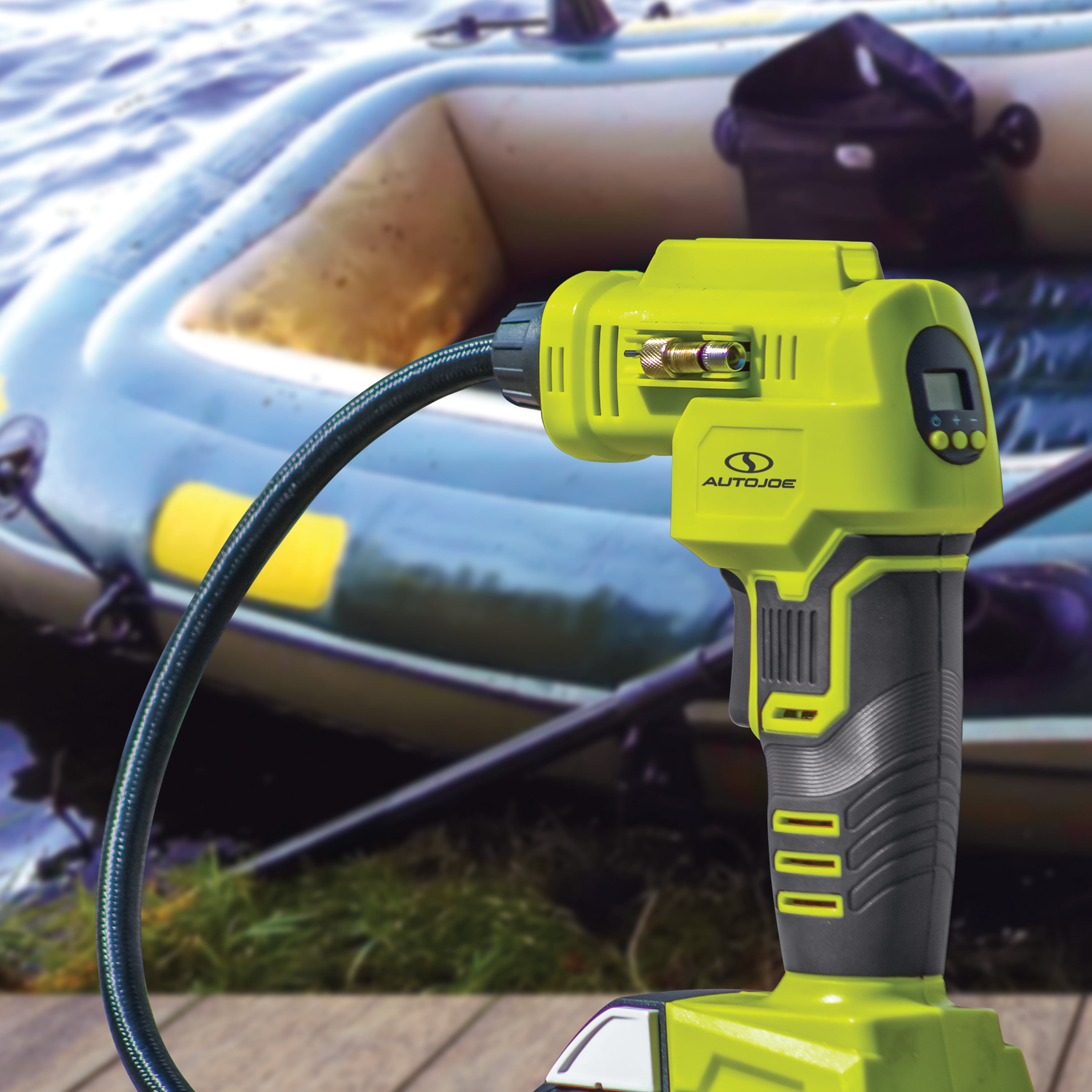 Sun Joe 24V-AJC-MAX 24-Volt iON+ Cordless Portable Air Compressor Kit, W/ 1.3-Ah Battery, Charger, Storage Bag, and Nozzle