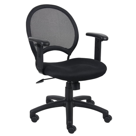 Kingfisher Lane Fabric Task Office Chair with Adjustable Arms in Black