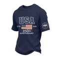 thumbnail image 3 of Homeyce American Flag Shirt for Men Us 250th Anniversary 4th Of July Shirts Short Sleeve American Flag Shirt Crew Neck Independence Day Patriotic Shirts,Blue 5XL, 3 of 6