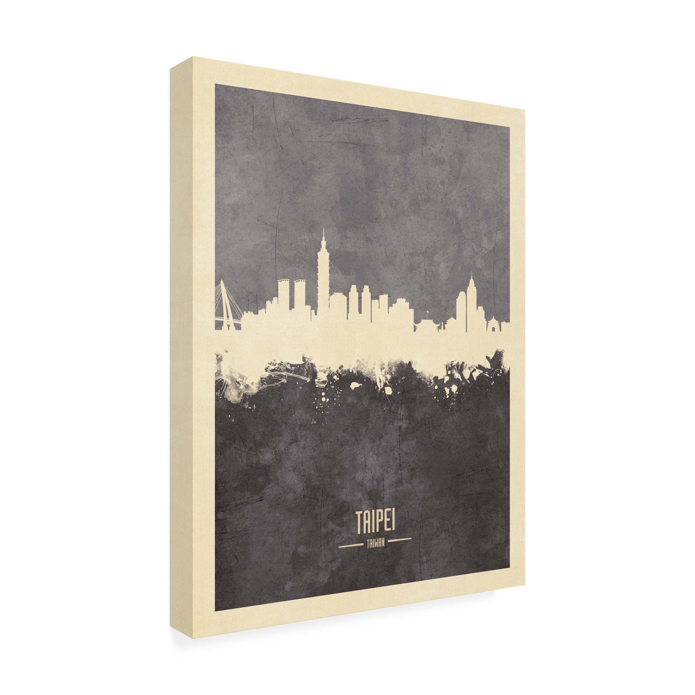 Michael Tompsett 'Taipei Taiwan Skyline Gray' Canvas Art