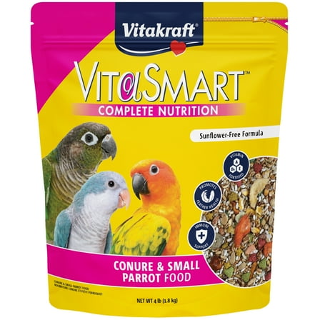 Vitakraft Vita Smart Conure Dry Food - Daily Vitamin-Enriched Bird Feed, 4lb