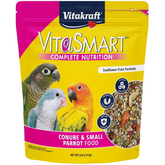 Vitakraft Vita Smart Conure Dry Food - Daily Vitamin-Enriched Bird Feed, 4lb
